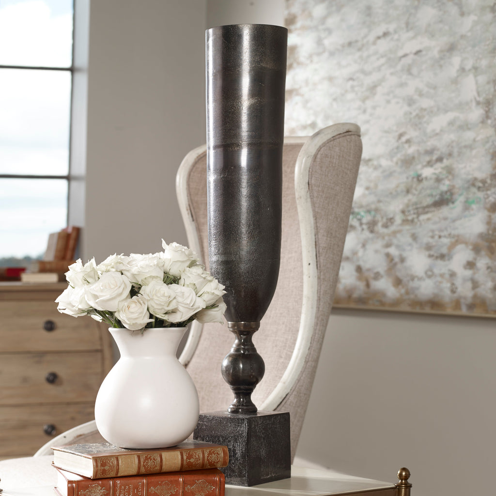 Kaylie Black Nickel Vase