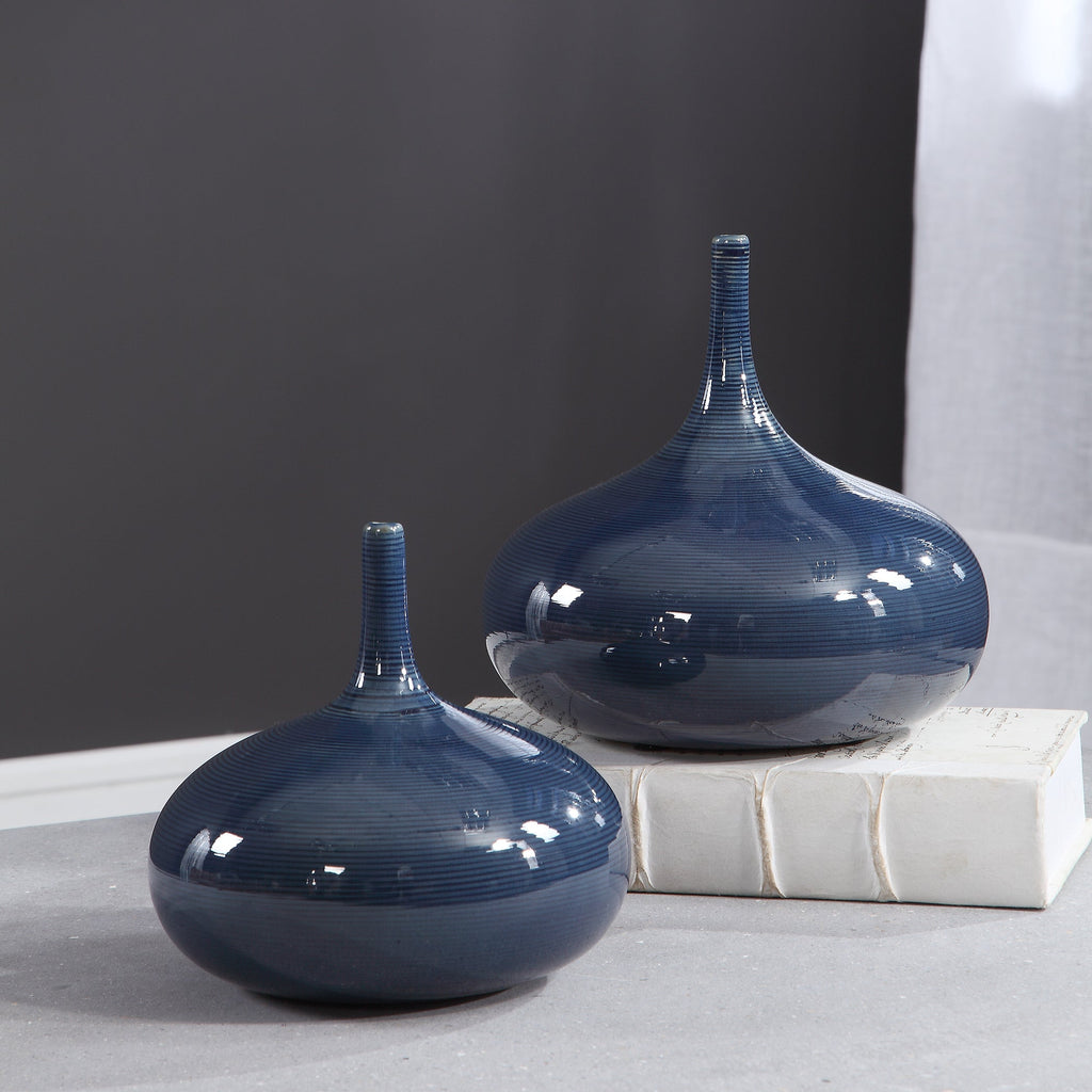 Zayan Blue Vases, Set of 2