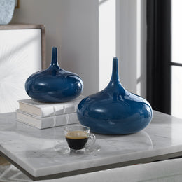Zayan Blue Vases, Set of 2