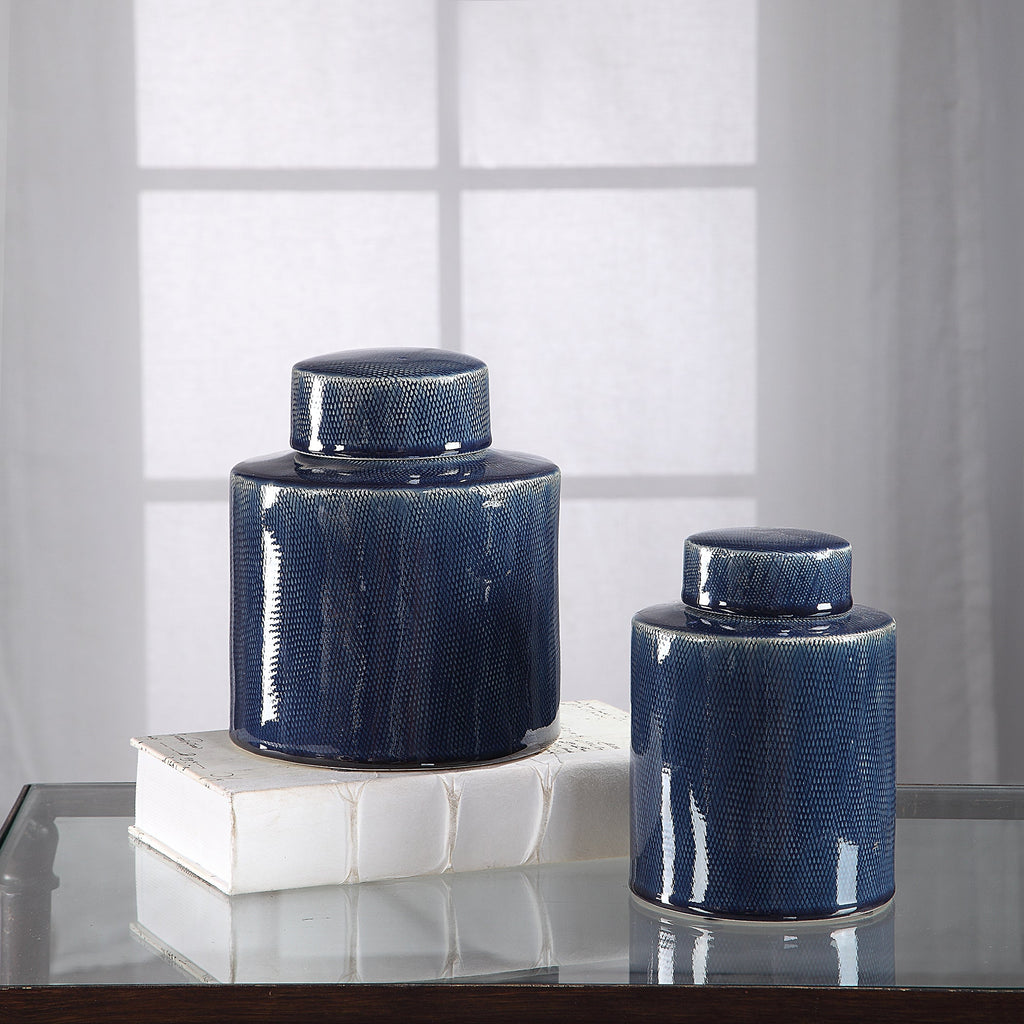 Saniya Blue Containers, Set of 2