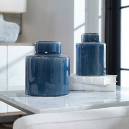 Saniya Blue Containers, Set of 2