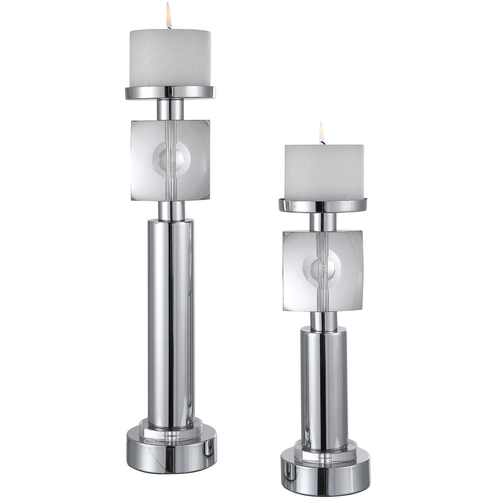 Kyrie Nickel Candleholders, Set/2