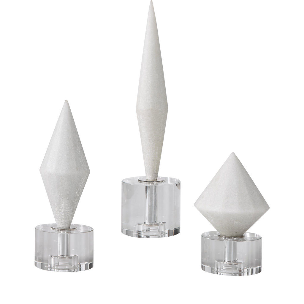 Alize White Stone Sculptures Set of 3