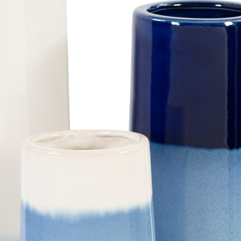 Sconset White & Blue Vases, Set of 3