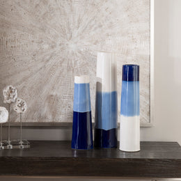 Sconset White & Blue Vases, Set of 3