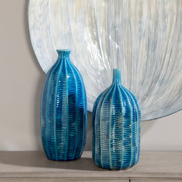 Bixby Blue Vases, Set of 2