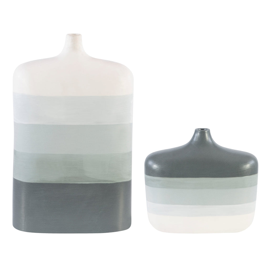 Guevara Striped Gray Vases, Set of 2