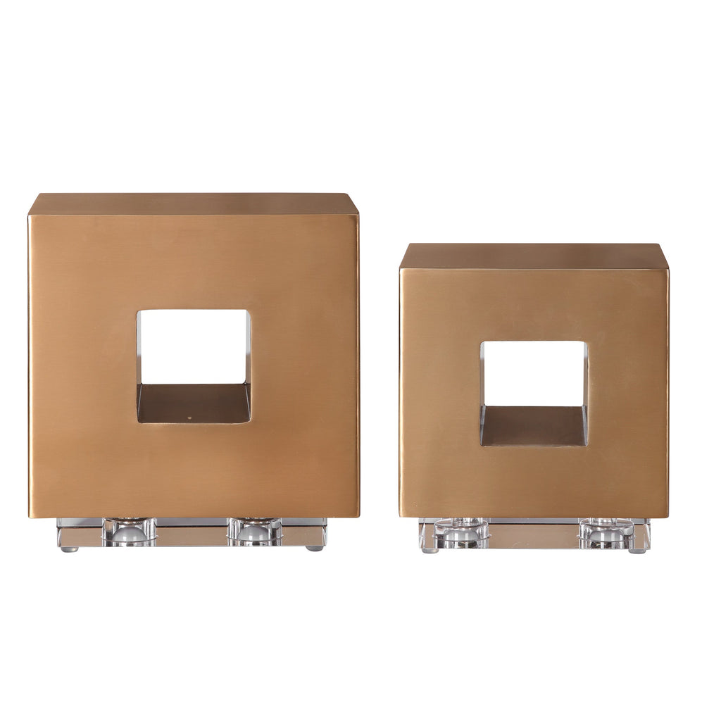 Rooney Brass Cubes, Set of 2