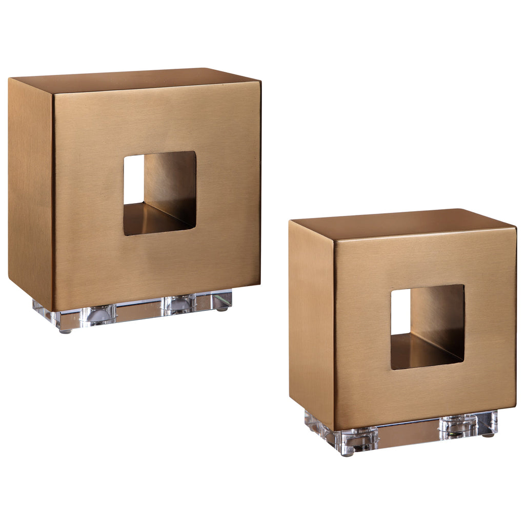 Rooney Brass Cubes, Set of 2