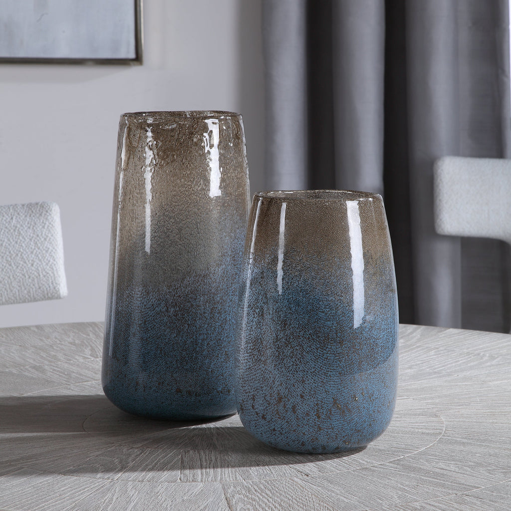 Ione Seeded Glass Vases, Set of 2