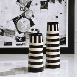 Amhara Black & White Vases, Set of 2