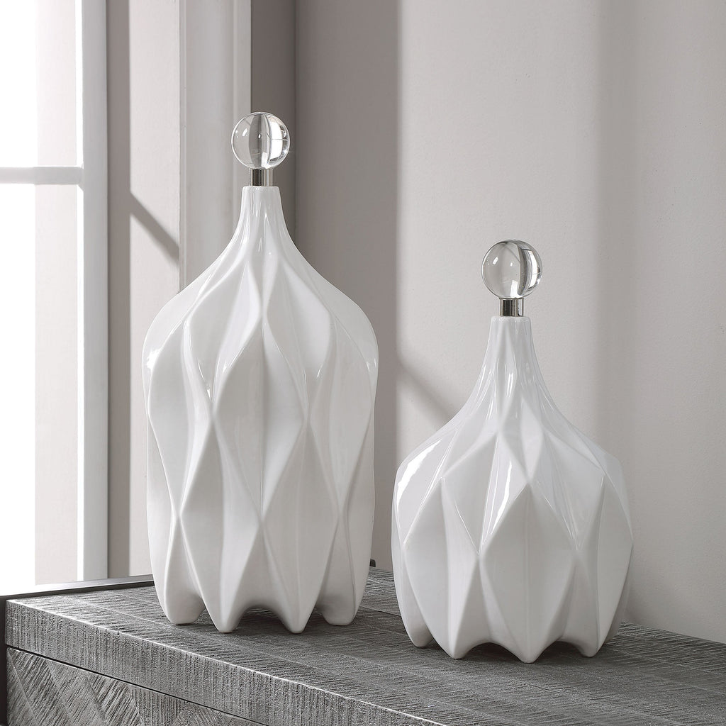 Klara White Bottles, Set of 2