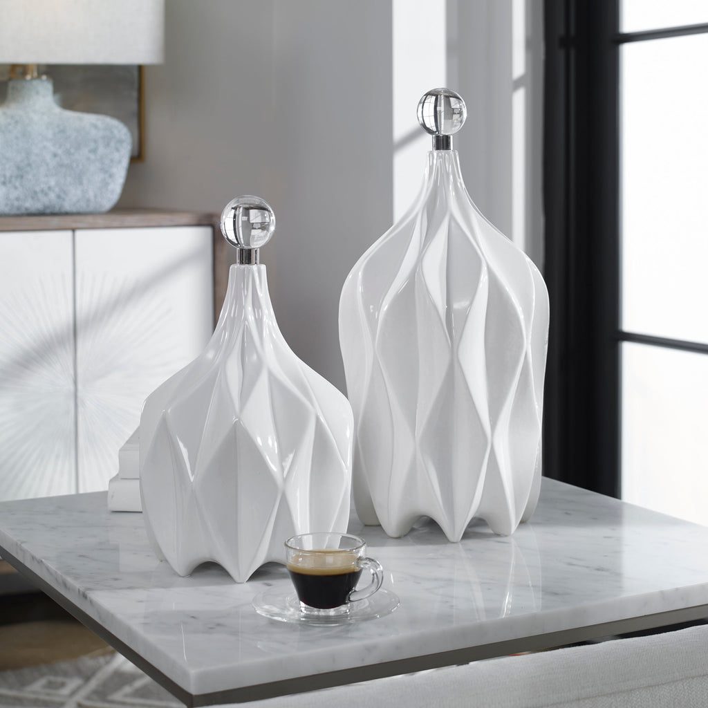 Klara White Bottles, Set of 2