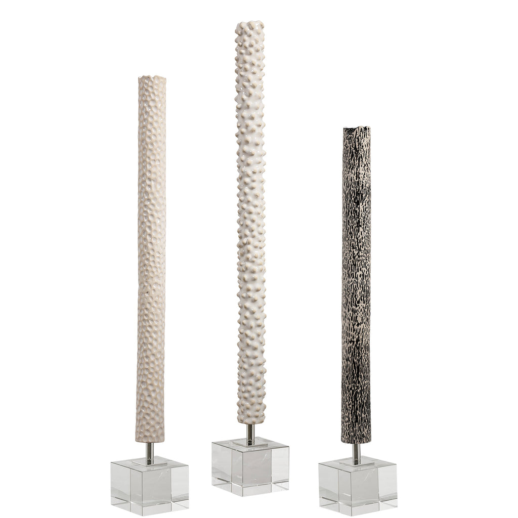 Makira Cylindrical Sculptures, Set of 3