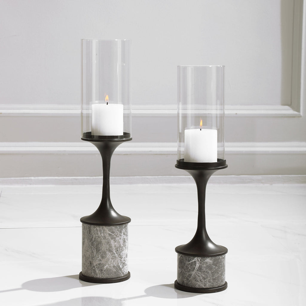 Deane Marble Candleholders, Set of 2