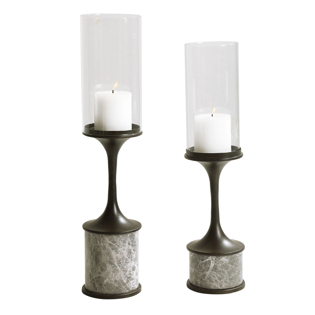 Deane Marble Candleholders, Set of 2