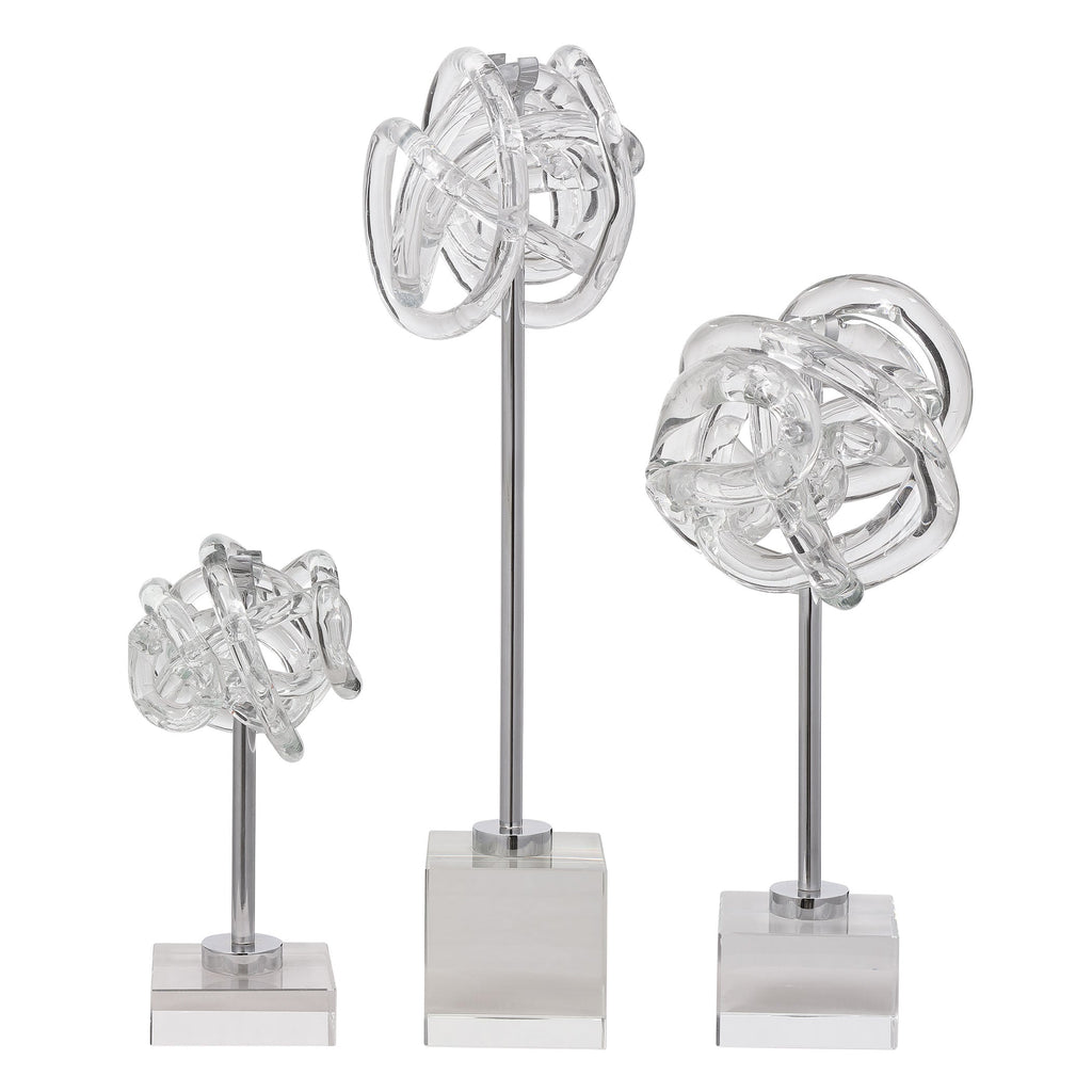 Neuron Glass Table Top Sculptures, Set of 3