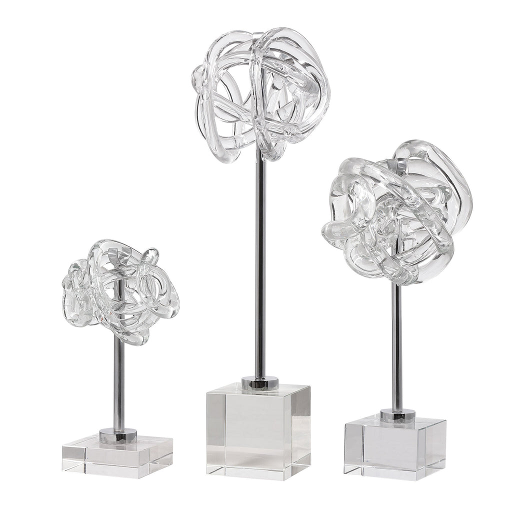 Neuron Glass Table Top Sculptures, Set of 3