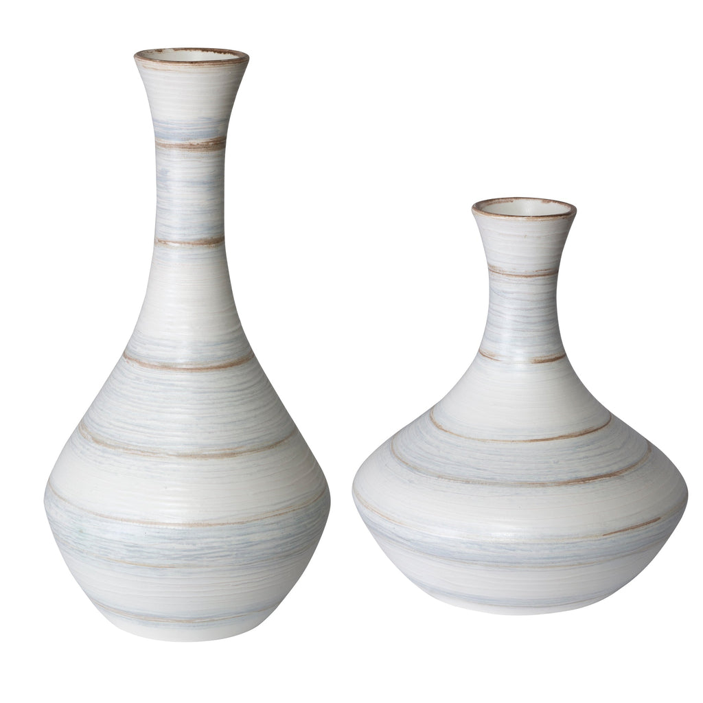 Potter Fluted Striped Vases, Set of 2