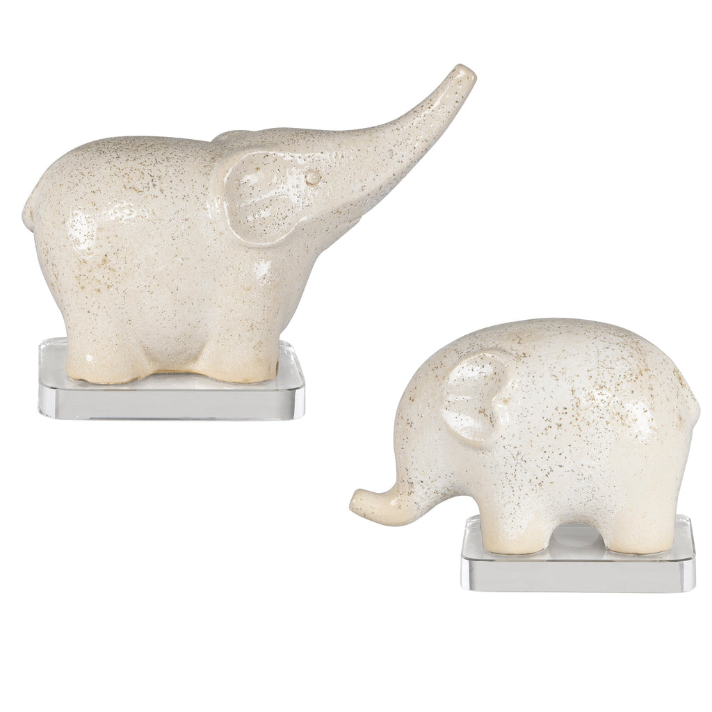 Kyan Ceramic Elephant Sculptures, Set of 2