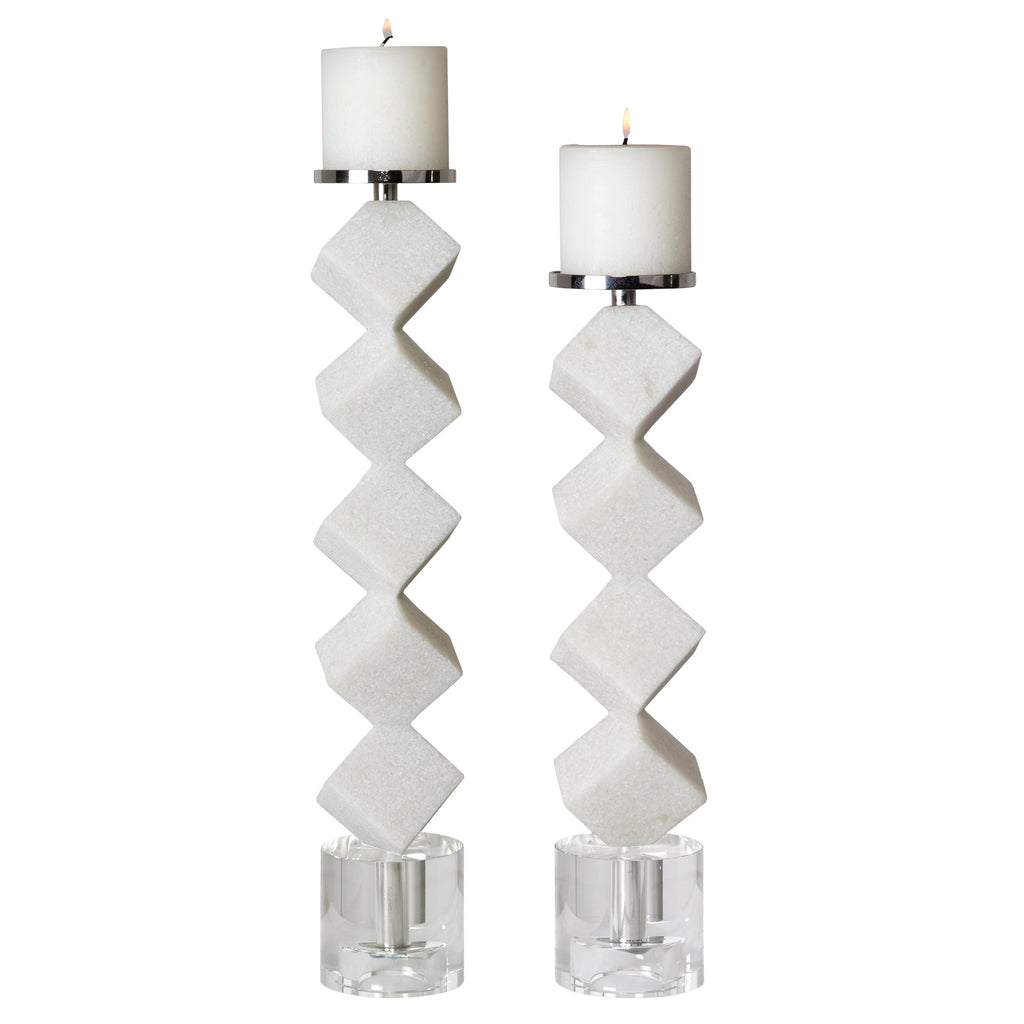 Casen Marble Cube Candleholders, Set of 2