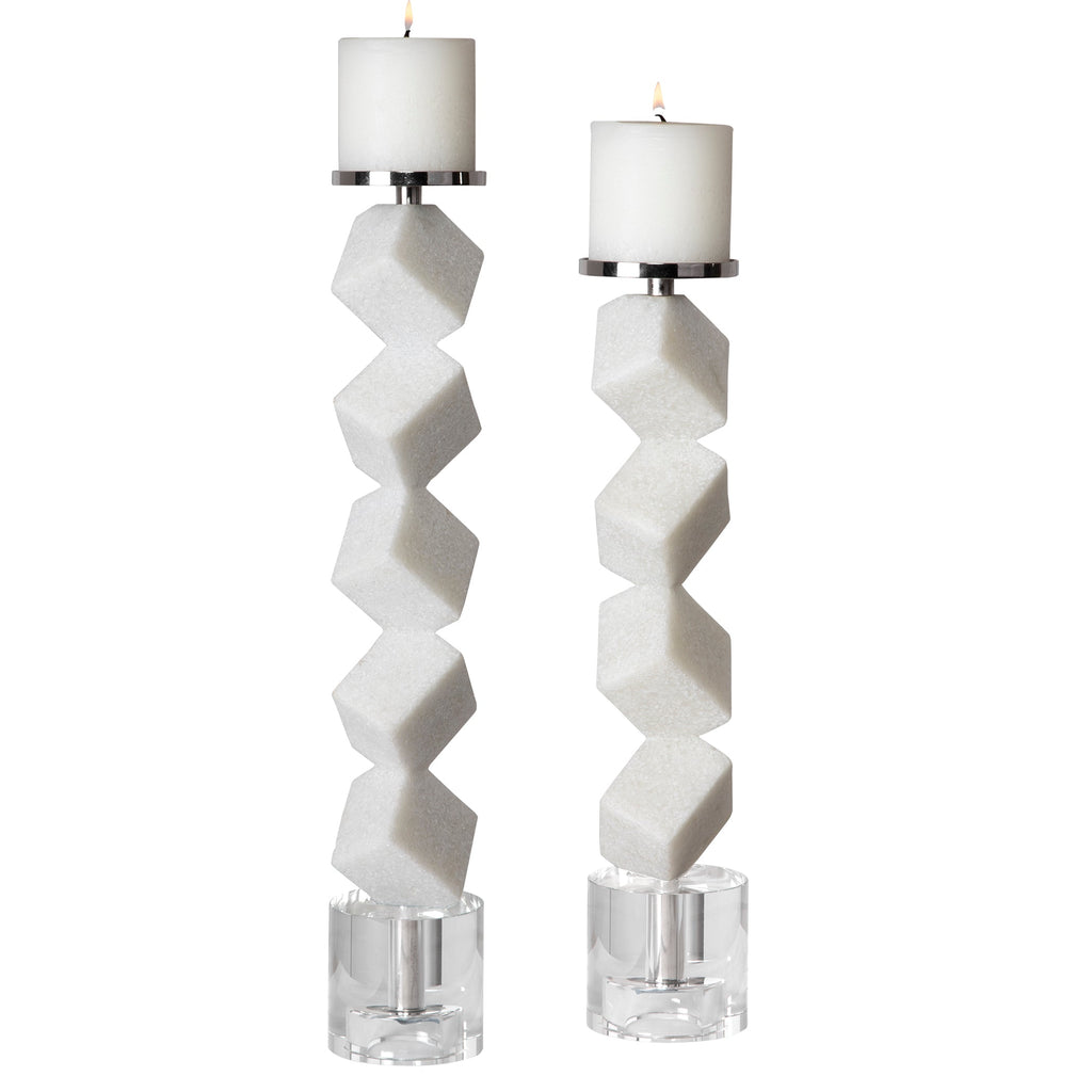 Casen Marble Cube Candleholders, Set of 2