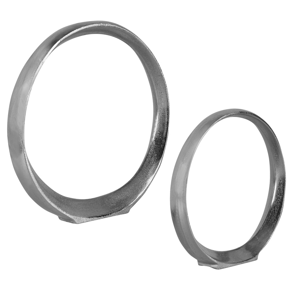 Orbits Nickel Ring Sculptures,Set of 2
