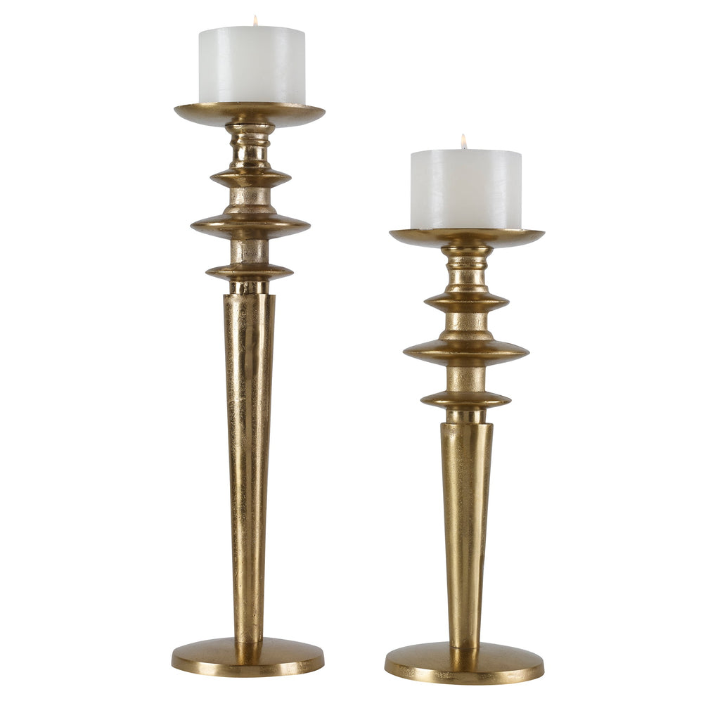 Highclere Gold Candleholders,Set of 2