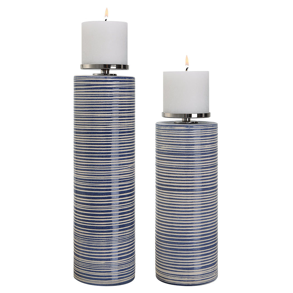 Montauk Ceramic Candleholders,Set of 2