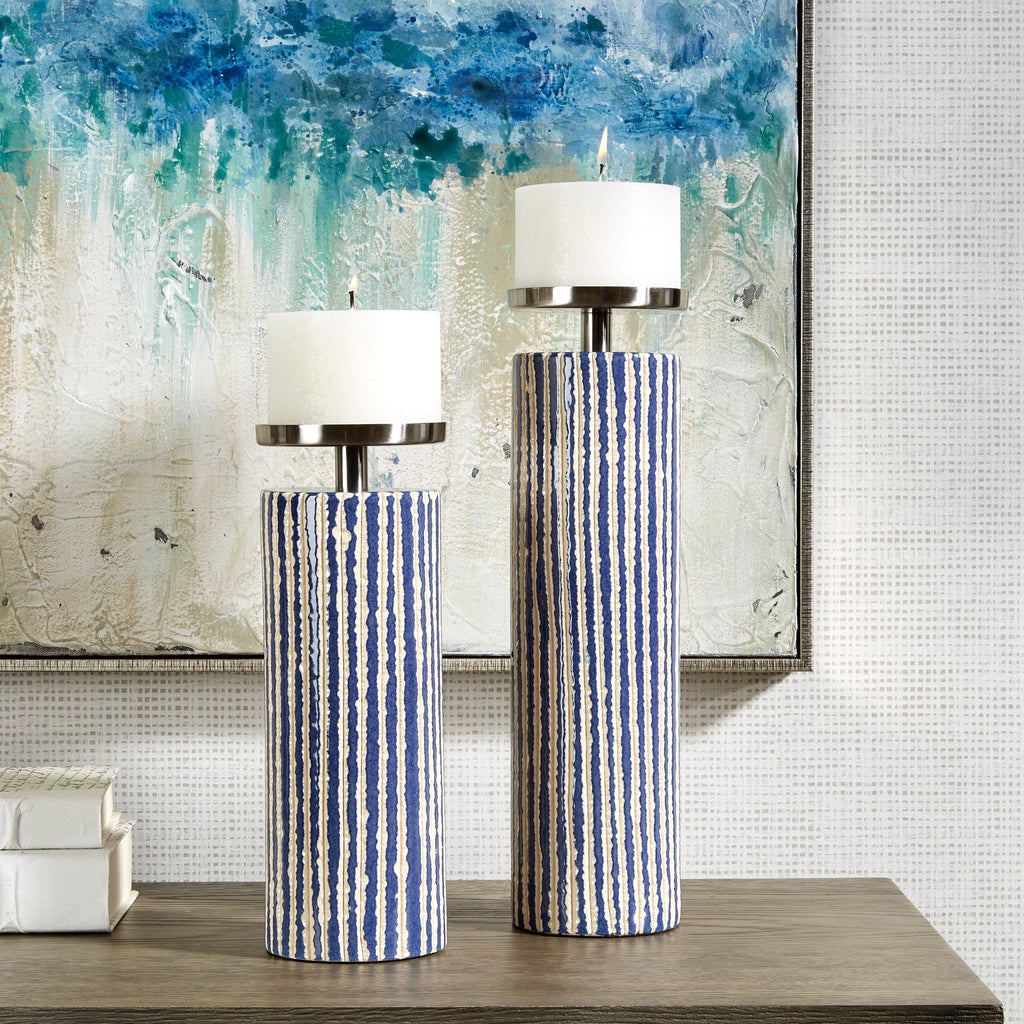 Havana Blue Candleholders,Set of 2