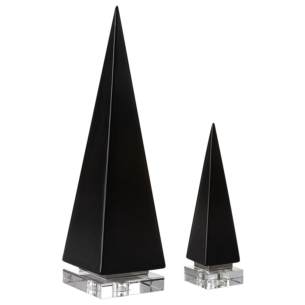 Great Pyramids Sculpture In Black,Set of 2