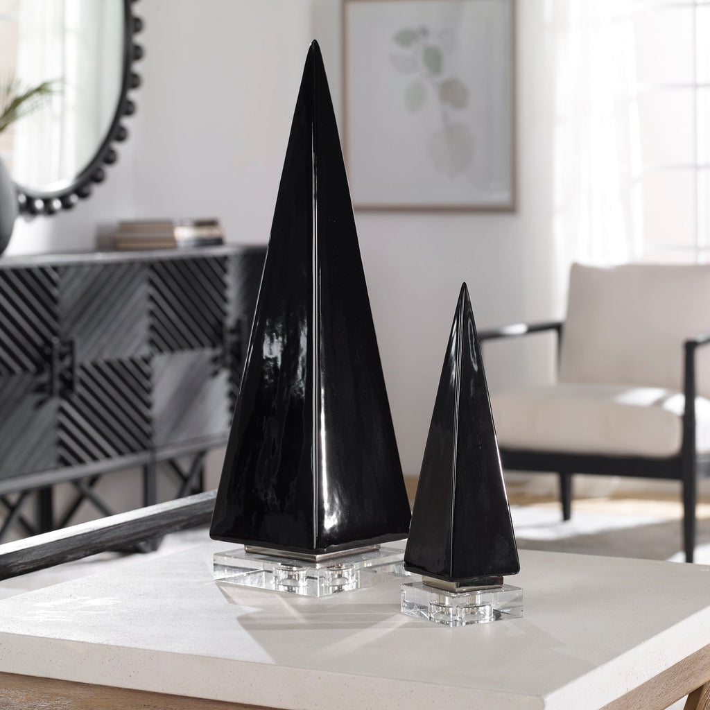 Great Pyramids Sculpture In Black,Set of 2