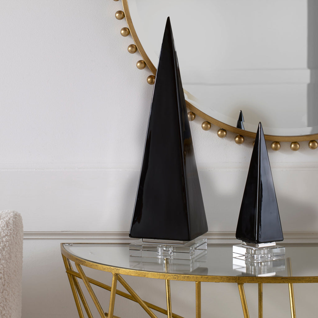 Great Pyramids Sculpture In Black,Set of 2