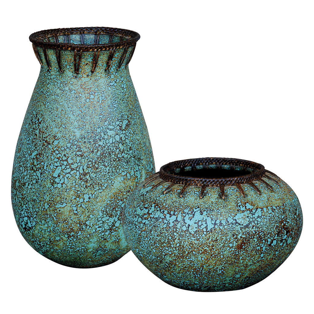 Bisbee Turquoise Vases,Set of 2