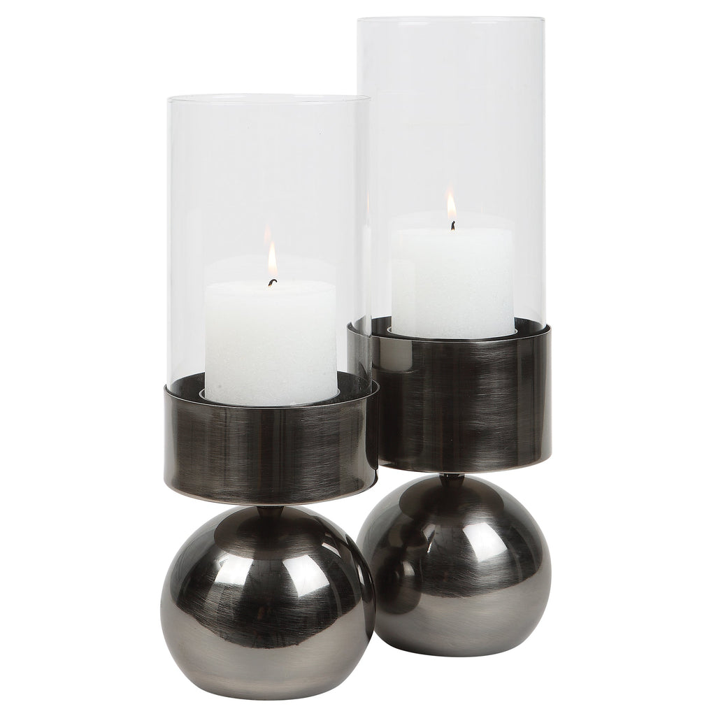 Tilston Gunmetal Candleholders,Set of 2