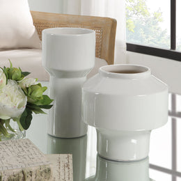Illumina Abstract White Vases,Set of 2