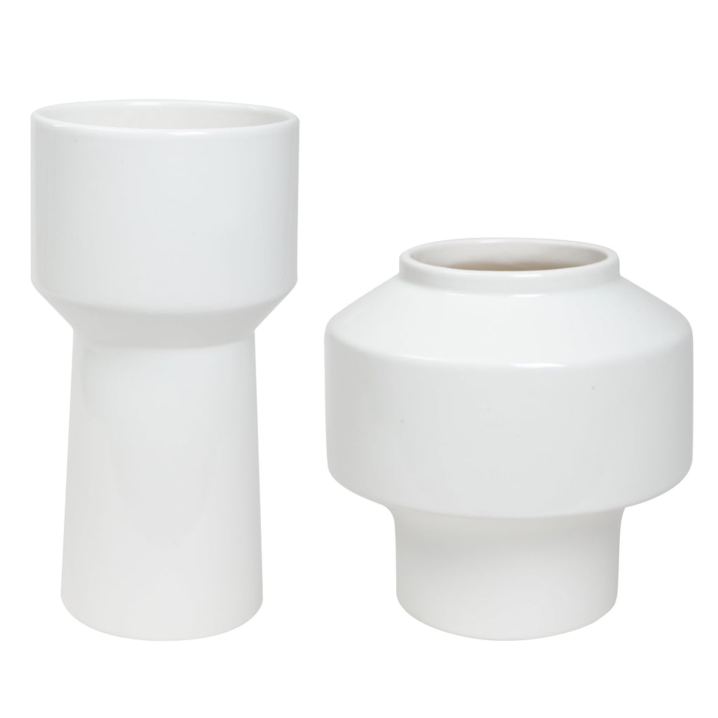 Illumina Abstract White Vases,Set of 2