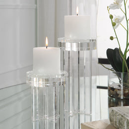 Crystal Pillar Candleholders,Set of 2