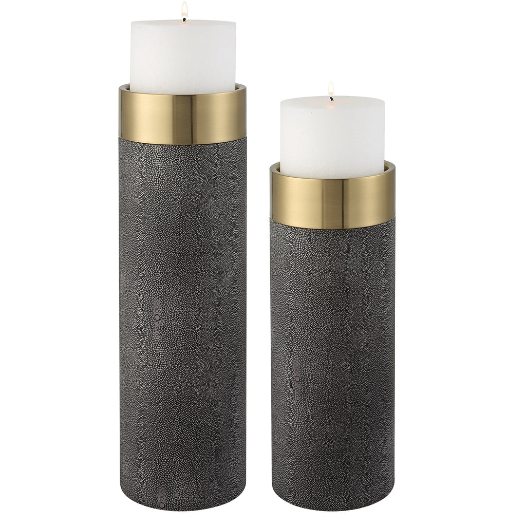 Wessex Gray Candleholders,Set of 2
