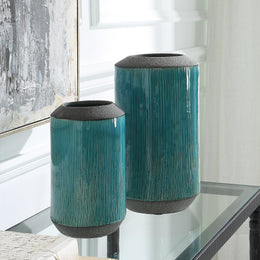 Maui Aqua Blue Vases,Set of 2