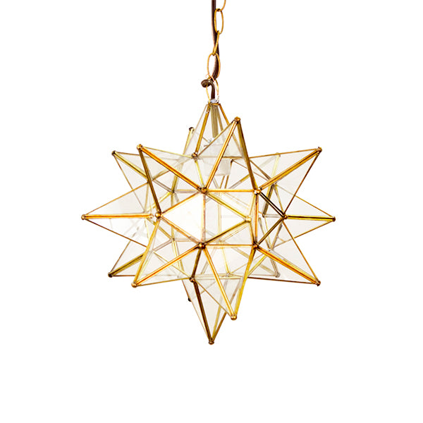 Clear Star Pendants In Brass - 20" Large