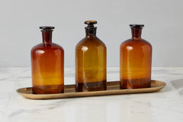 Found Amber Pharmacy Bottle, Set of 3