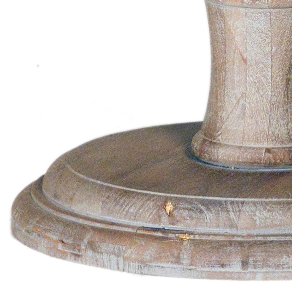 Jersey 47" Round Mango Wood Hand Carved Pedestal Light Wash Finish Dining Table