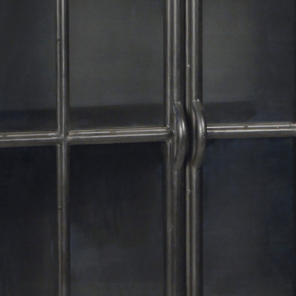 Onyx 36" Gunmetal Black Steel Sheet Metal 2-Door Sideboard with Glass Front Doors