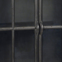 Onyx 36" Gunmetal Black Steel Sheet Metal 2-Door Sideboard with Glass Front Doors