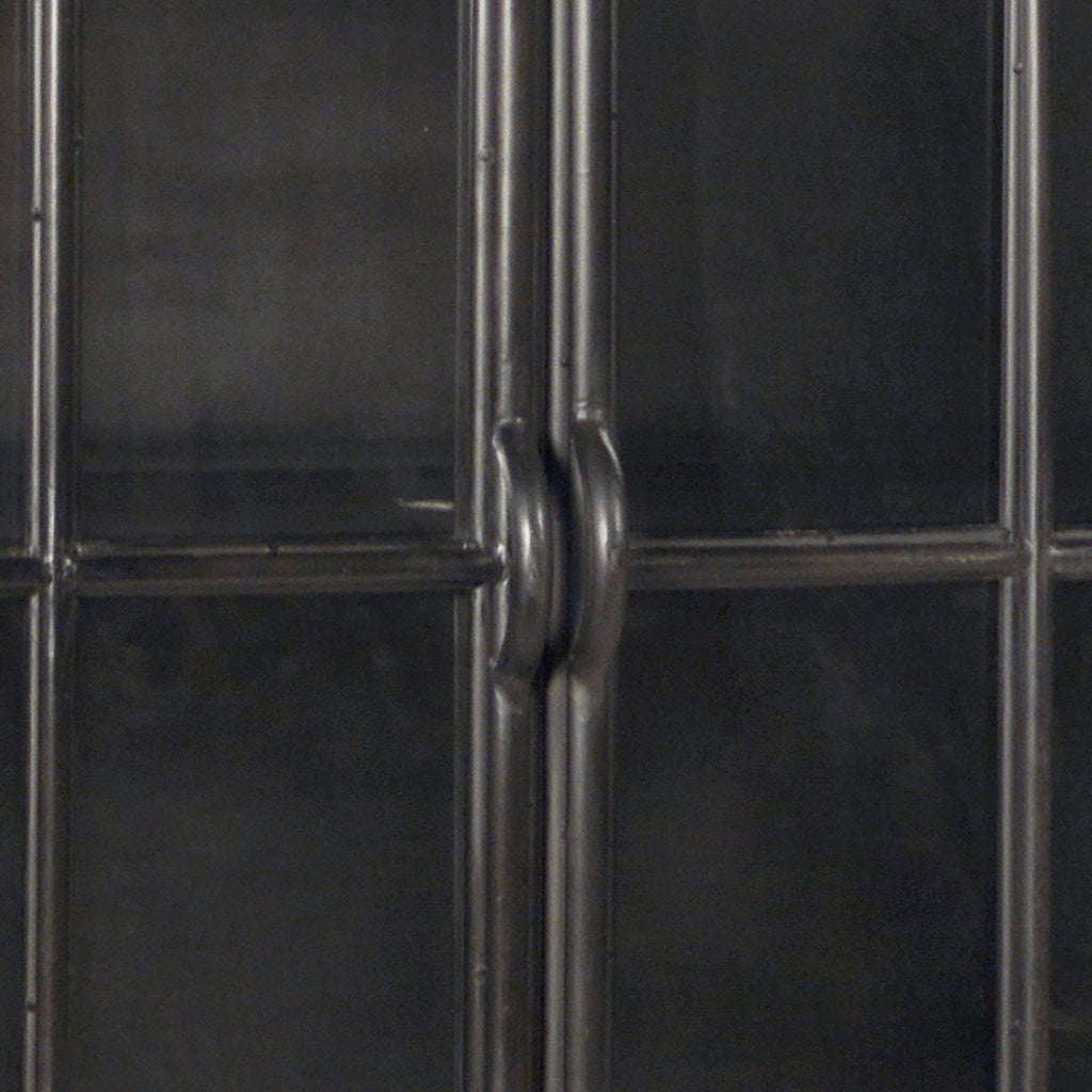 Onyx 72" Gunmetal Black Steel Sheet Metal 4-Door Sideboard with Glass Front Doors