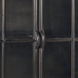 Onyx 72" Gunmetal Black Steel Sheet Metal 4-Door Sideboard with Glass Front Doors