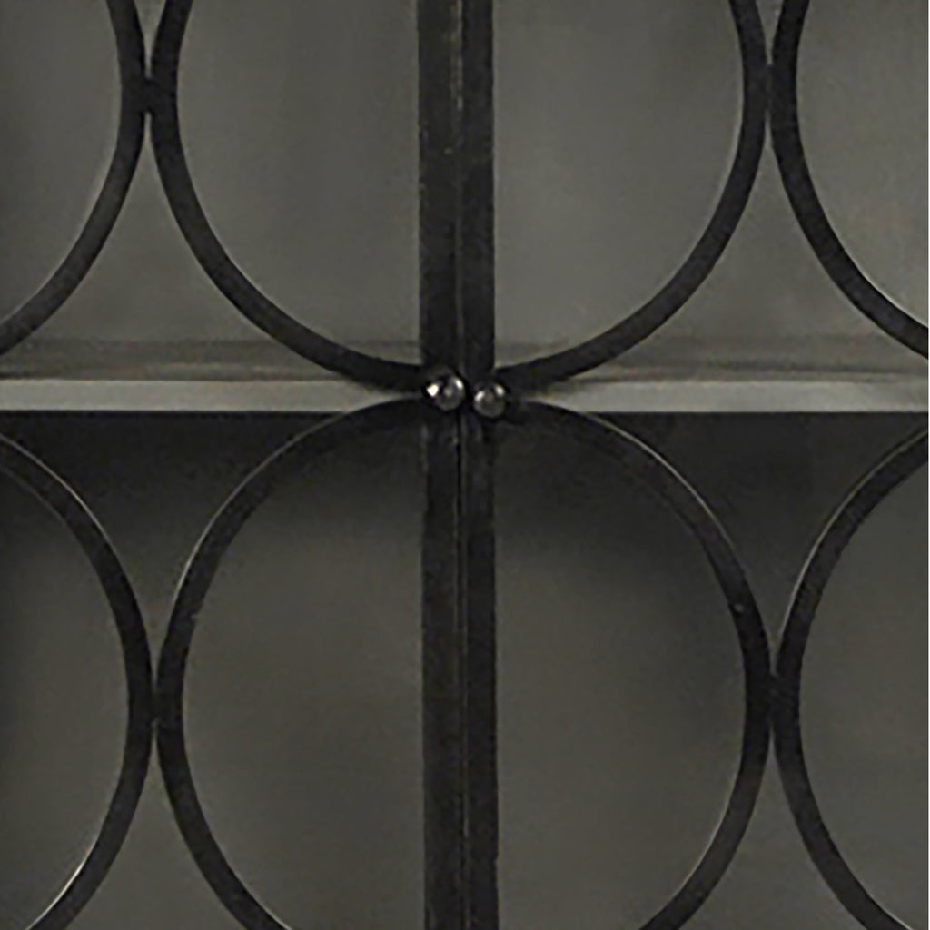 Jaxon 75" Industrial Modern Iron Antique Black 4-Door Sideboard with Glass Display Front Doors