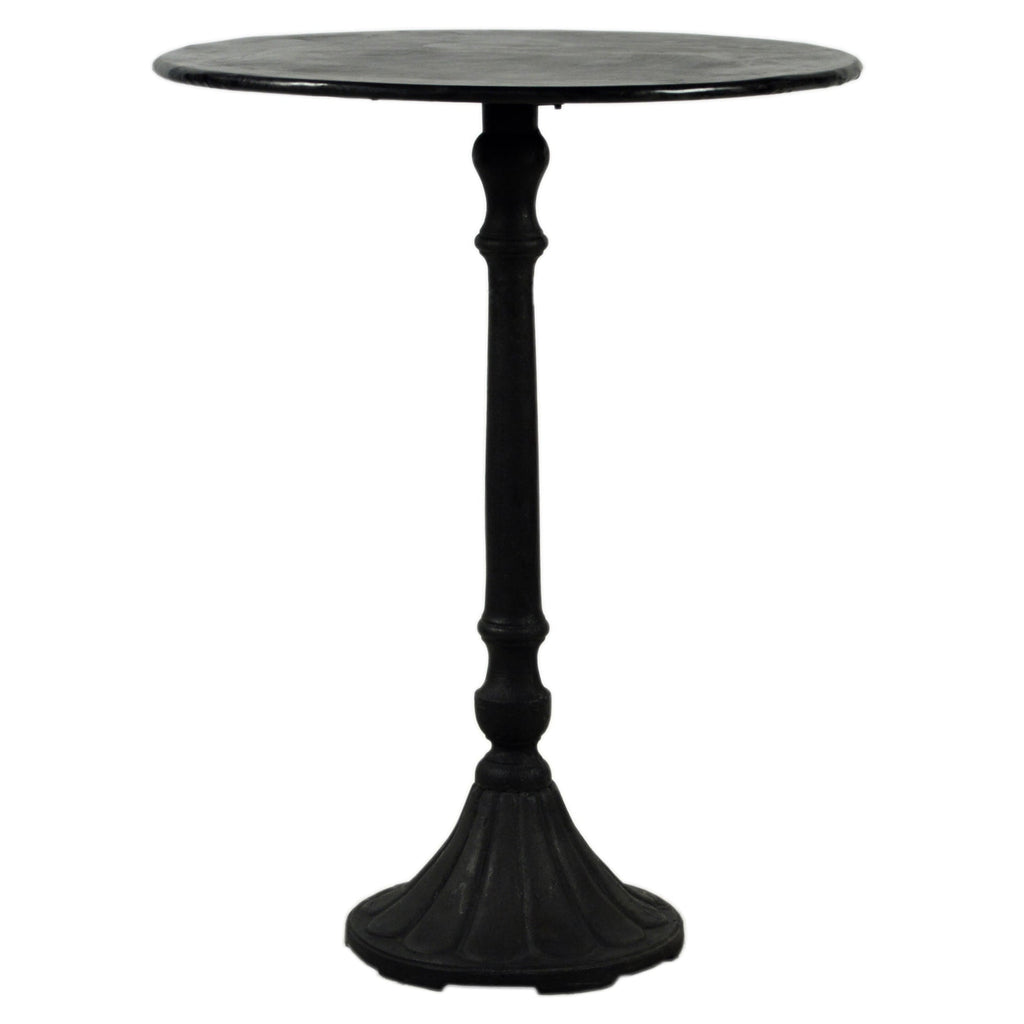 Saylor 32" Round Tall Black Iron Bar Table with Molded Pedestal Base and Foot