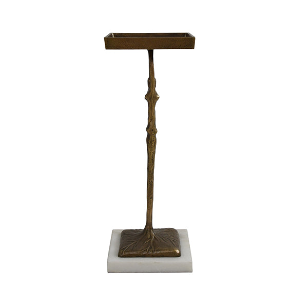 Sculptural Cigar Table In Antique Brass With Marble Base